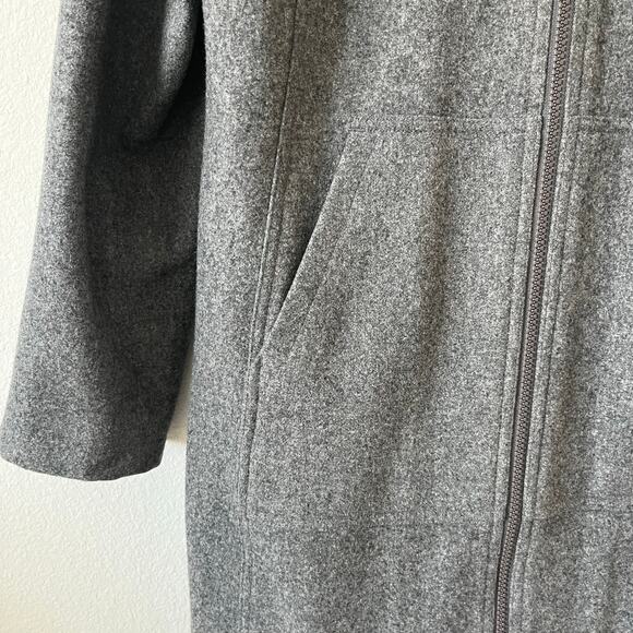 American Eagle Women's Gray Wool Blend Hooded Long Full Zip Up Coat | Size M - Picture 7 of 8